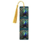 Beautiful Peacock Print Wooden Bookmarks with Tassels, Wood Book Markers for Book Lovers, Teachers & Present