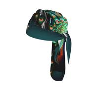 Beautiful peacock Printed Cap Do Rag, Moisture Wicking Cycling Cap Helmet Liner for Biking Running Hiking
