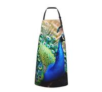 Beautiful peacock Printed Chef Apron for Men Women Adjustable Bib Apron Funny Cooking Aprons with Pockets