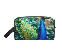 Beautiful Peacock Printed Cosmetic Case with Handle, Lightweight Compact Storage for Makeup, Toiletries & Gadgets, Make up Organiser for Travel, School, Work