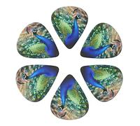 Beautiful peacock Printed Guitar Picks 6-Pack with Holder - 0.46mm Funny Guitar Picks for Acoustic Guitar, Electric Guitar, Bass Guitar