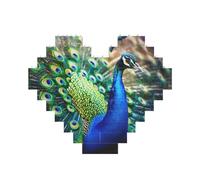 Beautiful peacock Printed Jigsaw Puzzle 10.8x12.8 CM, Heart-Shaped Puzzle Challenging Game for Adults, Fun Decorative Wall Decor