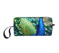 Beautiful Peacock Printed Makeup Bag with Handle, Lightweight Portable Cosmetic Organiser for Travel, Gym & Daily Use - Gift for Women Girls