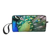 Beautiful Peacock Printed Travel Makeup Bag Portable Cosmetic Bag Makeup Case Toiletry Handbag Organiser for Women