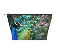 Beautiful Peacock Printed Travel Makeup Bag Trapeze Cosmetic Bag Makeup Case Toiletry Bag Organiser for Women