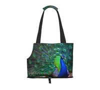 "Beautiful peacock Prints Small Dog Carrier Bag, Portable Cat Carrier Handbag, Foldable Pet Carrier Bag, Personalized Pattern Design"