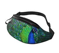 Beautiful Peacock Sport Waist Bag Travel Bumbags with Zipper and Earphone Hole, Running Fanny Pack Waist Pack with Adjustable Belt for Men Women