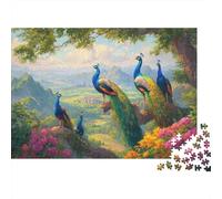 Beautiful Peacock Standing on The Branch,Puzzles Gemusterte Nachhaltige Puzzles Für Erwachsene Hochwertige Holzspielpuzzles 1000pcs (75x50cm)