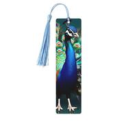 Beautiful Peacock Tassel Bookmarks Set for Women, 5 Pc Wooden Book Study Supplies Accessories for Reading