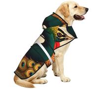 Beautiful Peacock Waterproof Dog Raincoat And Rain Jacket With Hood, Reflective Strips And Adjustable Belly Strap, Fits Small To Large Dogs