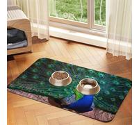 Beautiful Peacock,Waterproof Pet Feeding Mat,PU Leather Placemats for Cat Dog Water Bowl,Food Mats,40x60cm