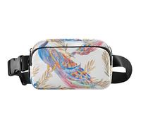 Beautiful Peacock White Fanny Packs Women Waterproof Hip Pack Belt Pouch Cute Crossbody Waist Pack, Beautiful Peacock White, 8 x 5.3 x 2.3 inch, Funny Cute, Beautiful Peacock White, 8 x 5.3 x 2.3 inch