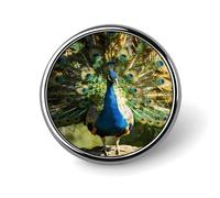 Beautiful Peacock with Colorful Feathers Button Pins 1" Round Badge Brooch