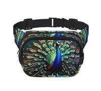 Beautiful Peacock Zipper Fanny Pack, Crossbody Bags with Adjustable Strap for Jogging, Cycling