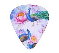 Beautiful Peacocks and Lotuses The guitar pick, for acoustic, electric, bass guitars - natural touch, 12 pack, multi-color.