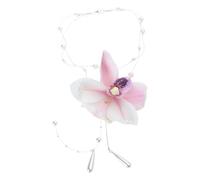 Beautiful Pearls Fringe Pendant Neckchain Delicate Handcrafted Flower Neckband Elegant Flower Adorned Choker Neckchainss Statement Necklace