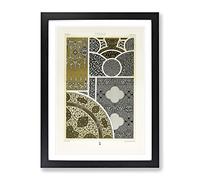 Beautiful Persian Pattern By Albert Racinet Vintage Framed Wall Art Print, Ready to Hang Picture for Living Room Bedroom Home Office Décor, Black A3 (34 x 46 cm)