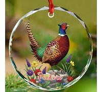 Beautiful Pheasant Glass Ornament, Personalized Birds Stained Glass Christmas Ornament 2025, Custom Name Pheasant Xmas Ornaments Gifts for Hunter Bird Lover, Pheasants Christmas Tree Decorations
