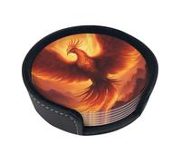 beautiful phoenix 6-Piece Coaster Set for Home Decor and Desktop Protection, Suitable for Various Cups and Coffee Mugs.