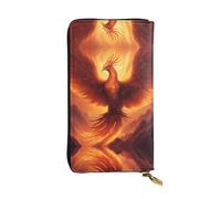 beautiful phoenix Long leather wallet, portable credit card holder, zippered coin purse, and ID compartment