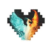 Beautiful phoenix Printed Jigsaw Puzzle 10.8x12.8 CM, Heart-Shaped Puzzle Challenging Game for Adults, Fun Decorative Wall Decor