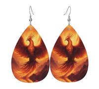 beautiful phoenix Printed Leather Earrings - Lightweight Teardrop Earrings Perfect for Christmas, Valentine's Day Gifts