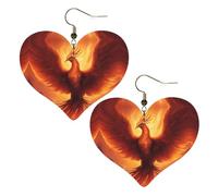 beautiful phoenix Prints Stylish Heart-Shaped Earrings Lightweight Women'S Accessories Perfect For Parties And Valentine'S Day.