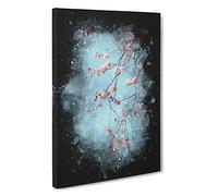 Beautiful Pink Cherry Blossom Paint Splash Canvas Print | Gallery Wrapped 30mm Frame Wall Art | 30x20 inches | Ready to Hang | Modern Floral Picture | Living Room Bedroom Lounge Office