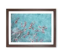 Beautiful Pink Cherry Blossom Tree Painting Modern Art Framed Print | A4 Walnut Framed Wall Art | Ready to Hang | Modern Floral Picture | Living Room Bedroom Lounge Office