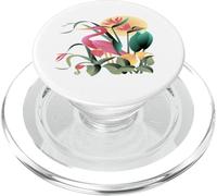 Beautiful Pink Crane Bird and Tropical Crane Flowers PopSockets PopGrip for MagSafe