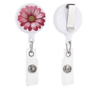 Beautiful Pink Daisy Retractable Badge Holder Reel Clip ID Card Holder for Doctor Nurse Student Office Worker