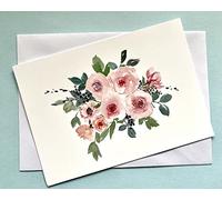 Beautiful Pink Floral Elegant Blank Note Cards Pack with Envelopes - A6 Premium Silk Post Cards - Choose From 3 Designs / Thank You Notes Gratitude Pink Flowers (Design Three)