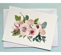 Beautiful Pink Floral Elegant Blank Note Cards Pack with Envelopes - A6 Premium Silk Post Cards - Choose From 3 Designs / Thank You Notes Gratitude Pink Flowers (Design Two)