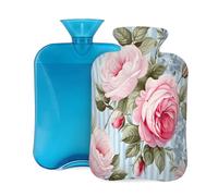 Beautiful Pink Flower Floral Hot Water Bottle with Cover, 2L Large Capacity Hot Water Bag for Hot Cold Compress, Hand Feet Warmer, Neck Shoulder Pain Relief