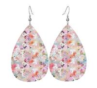 Beautiful Pink Flower Women'S Drop-Shaped Leather Earrings Are Suitable For Parties, Holiday Parties And Gifts.