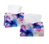 Beautiful Pink Purple Blue Flowers Pattern Tissue Box Cover, Rectangular Tissue Holder Decorative Facial Napkin Dispenser for Bathroom Kitchen Coffee Table Car