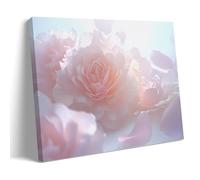 Beautiful Pink Rose Flowers Bouquet Canvas Prints Wall Art with Falling Petals Modern Hanging Paintings for Home Living Room Bedroom Wall Decoration 12x18inch(30x45cm)