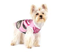 Beautiful pink roses Full Print Cotton Pet Vest L Dog Cat Clothes Soft Elastic Breathable Pullover Pet