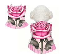 Beautiful pink roses M Pet Apparel for Small Dogs-Cute Summer Outfit for Puppy, Soft Breathable Pet Clothes for Cat