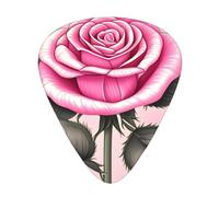 Beautiful pink roses Printed guitar picks for acoustic, electric, and band players, 12 pieces in 3 different thicknesses