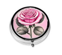 Beautiful Pink Roses Round Pill boxï¼ŒPill Boxï¼Œ Portable On-The-Go Pocket Pharmacy,