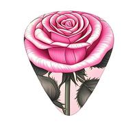 Beautiful Pink Rosesguitar Plectrums 12 Piece Set, 3 Thicknesses For Acoustic Guitar, Bass Guitar, &Electric Guitar And More.