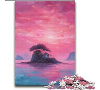Beautiful Pink Sky Oil Painting 2000 Piece Jigsaw Puzzle for Adults Teens, Learning Educational Toys Family Games with Matching Poster And Trivia Sheet (70x100cm)