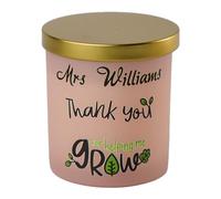 Beautiful Pink Teacher Candle Thank You for Helping Me Grow Jar Gift (Vanilla)