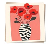 Beautiful Plain Flower Design Card for All Occasions - Flowers, Vases - Birthday, Anniversary, Just a Note - for a Special Someone, Friend, Bestie, Loved One, Family, Relative