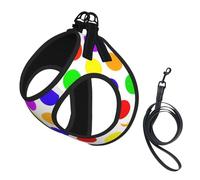 Beautiful Polka Dot Print Harness Leash Set For Cat Dog, Reflective Adjustable Escape-Proof Vest Lead With Soft Breathable Mesh, For Small Pets And Kitten Puppy