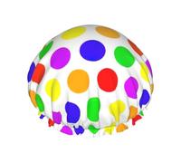 Beautiful Polka Dot Print Shower Cap For Women Reusable Double Layer Stylish Soft Bath Cap With Lining Elastic Band