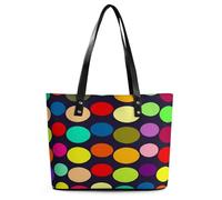 Beautiful Polka Dot Tote Bag Large Soft Leather Purse with Zipper Lightweight Ladies Shoulder Handbag