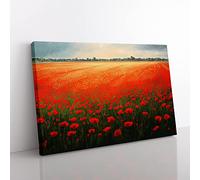 Beautiful Poppies Flowers Canvas Wall Art Print Ready to Hang, Framed Picture for Living Room Bedroom Home Office Décor, 50x35 cm (20x14 Inch)