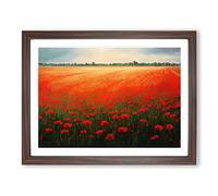 Beautiful Poppies Flowers Framed Print | A3 Walnut Framed Wall Art | Ready to Hang | Modern Floral Picture | Living Room Bedroom Lounge Office